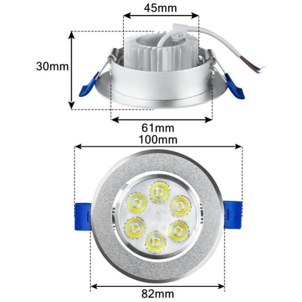 LARS360 20-pack 3W LED-infällda spotlights, aluminium, för badrum, kök, vardagsrum och sovrum, varmvit