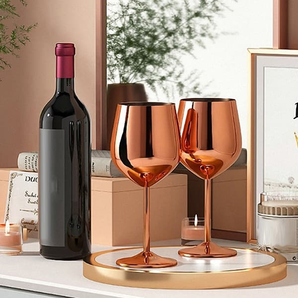 500ML Rustfritt Stål Beger Rødvin Cocktailglass Uknuselig Multicolor