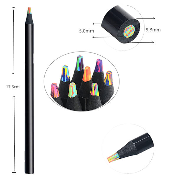 12 färger Gradient Rainbow Pennor för vuxna konstteckning