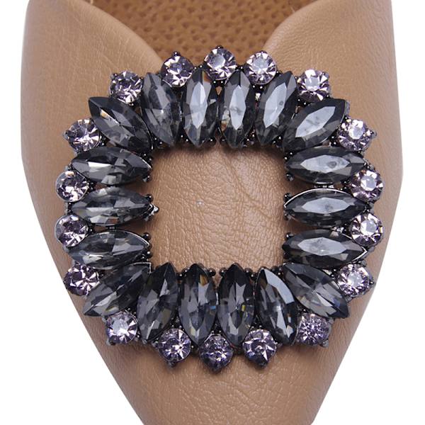 Kvinder Sko Clips DIY Sko Charms Blomster dekorative tilbehør Black
