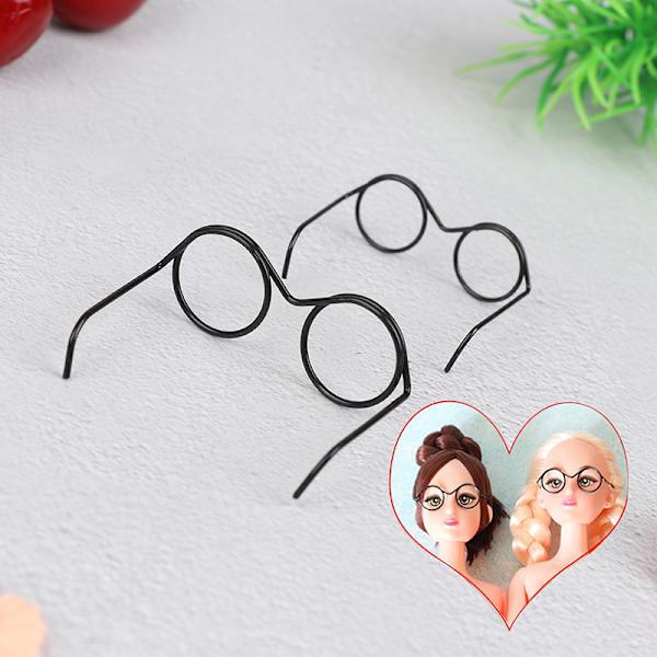 10 Stk Mode Rundt Stel Lensless Retro Cool Dukke Briller Til 3*2.2*1.2cm