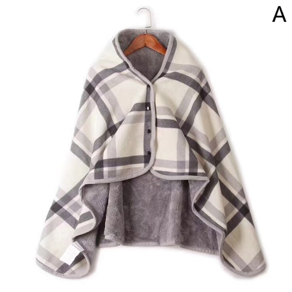 Bærbart plaid fleece tæppe Vintervarme kaster tykke tæppe White