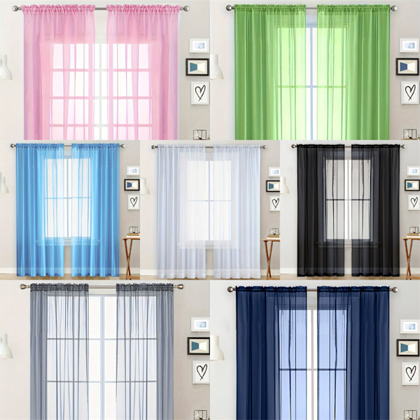 Chiffon-verhot, läpikuultavat, osittain pimmentimet Pink 100x250cm