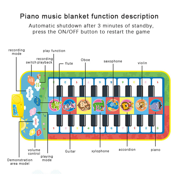 Dobbeltrækket multifunktionsmusikinstrument Klavermåtte type-B