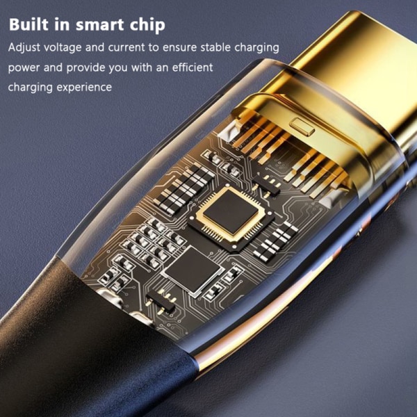 120W gjennomsiktig Type-C-kabel Hurtiglading USB-C-kabel A-1m