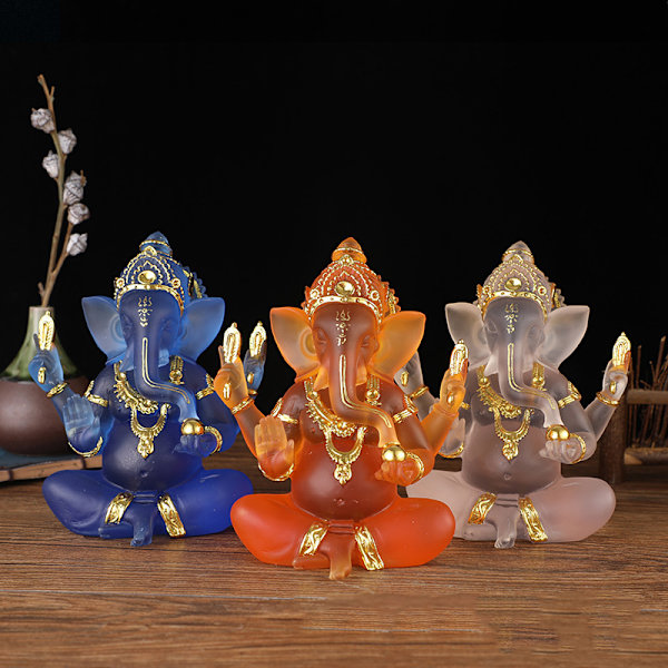 Klar Lord Ganesha Statue Elefant Skulptur Figurer Ornament White
