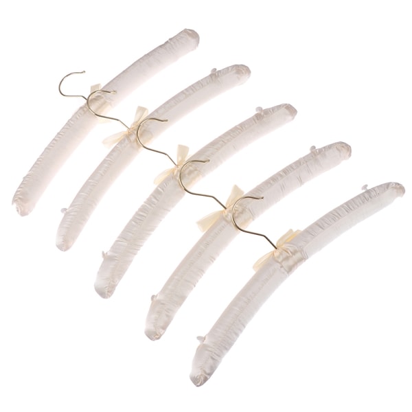 5 Stk 38 cm Hvid Satin Polstret Top Hangers Tøj Frakke Brude Beige