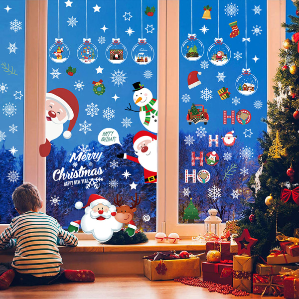 Avtakbart statisk juleklistremerke Julenissen vindusklistremerker 9pcs/set