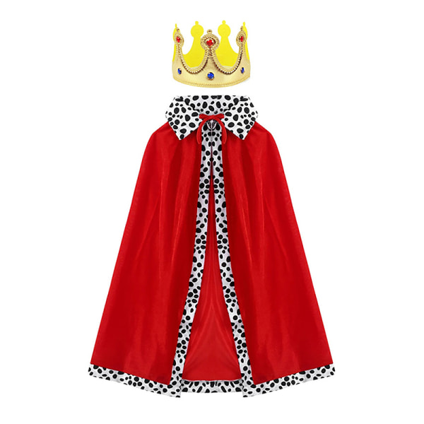 Kids King Emperor Halloween kostym Röd mantel cloak