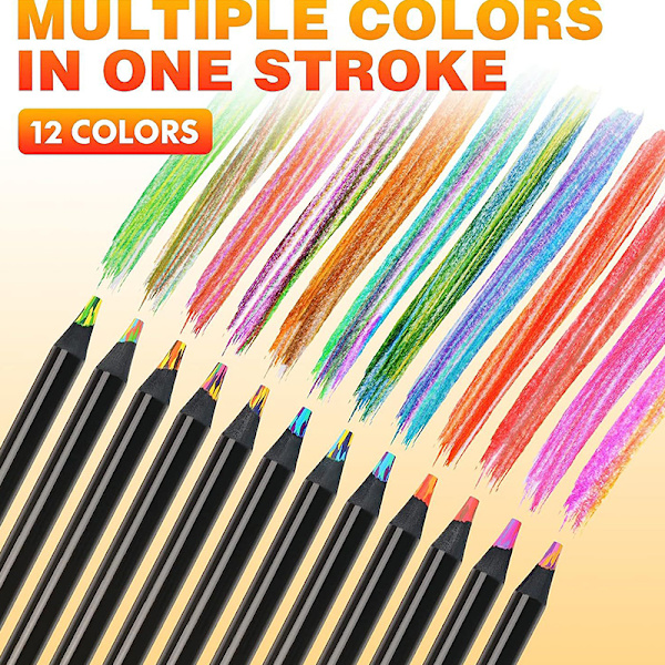 12 färger Gradient Rainbow Pennor för vuxna konstteckning
