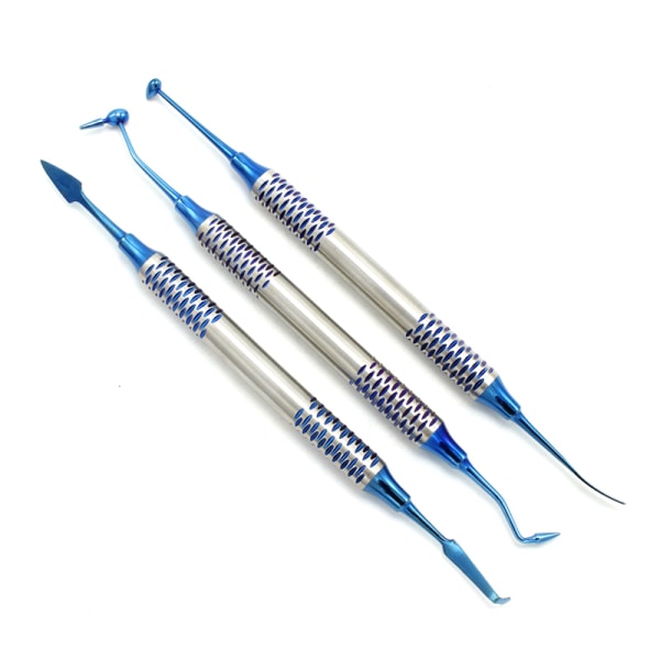 6 stk Dental Composite Resin Fyldningsspatel Titaniumbelagt sæt Blue