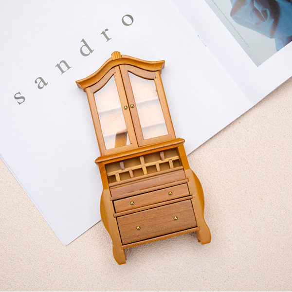 1:12 Dukkehus Miniature Bogreol Vitrineskab Opbevaringsskab