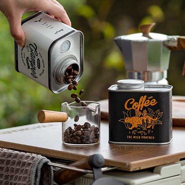 Kaffebønne lufttette bokser Outdoor Camping Tin Box Ferske bokser Black