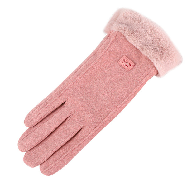 Plys Vinter Kvinder Handsker Fuld Finger Vanter Varme Luffer Beige