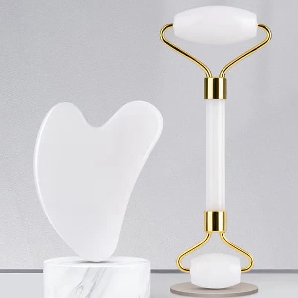 Jade Roller Gua Sha Board Anti Aging Ansigtsmassage Skønhedspleje S Roller+Scrapingboard