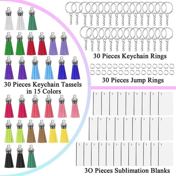 120 stk. Sublimation Nøglering Sublimation Nøglering Blanks Sæt