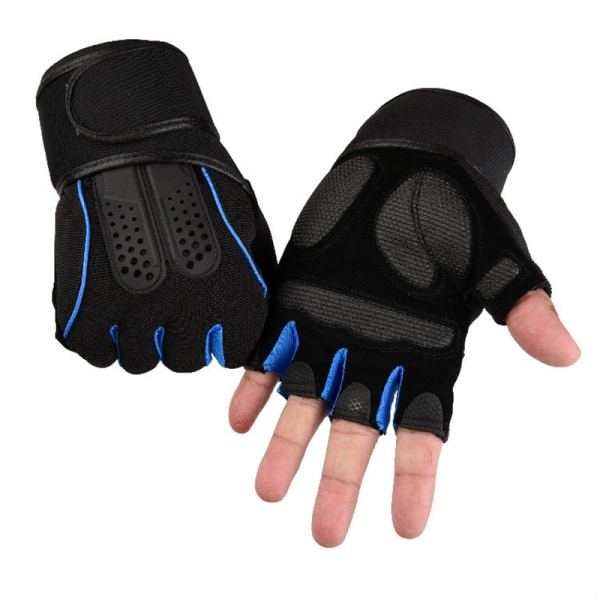 Fitness Half Finger Gloves Extended Wrist Guards Outdoor hansker blue