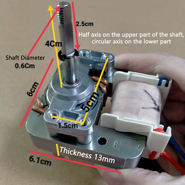 Airfryer Viftemotor Lang Aksel 4.4cm Motor 220V Deksel Pol Asyn One Size