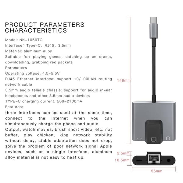 Typ-C till Ethernet LAN Network Adapter Hub