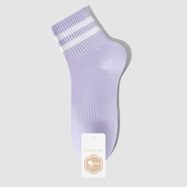 1 par kæmmet bomuld Fashion soild Strømper farverige stribe Sokker Purple