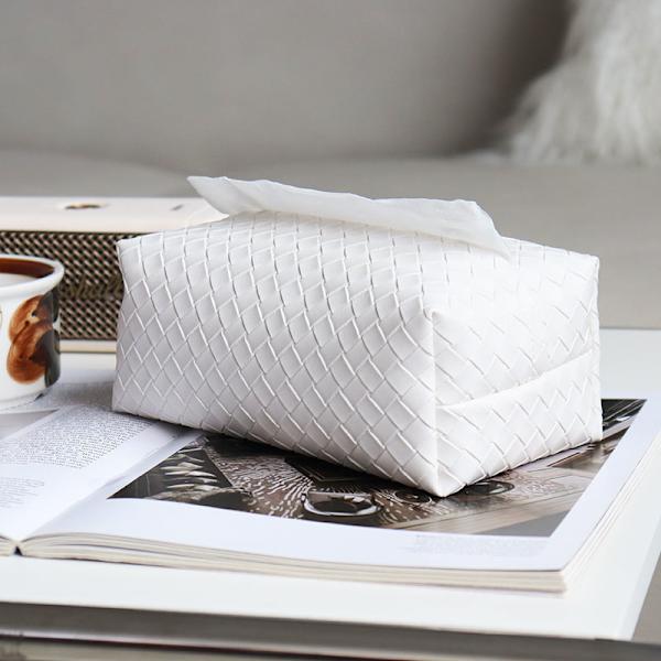 1st Väv Läder Tissue Box Chic Bilpappershållare Gray