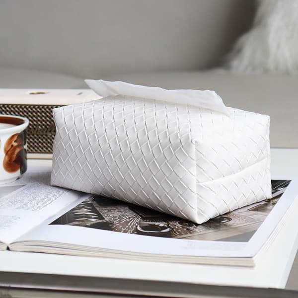 1stk Vævet Læder Tissue Box Chic Car Paper Holder Brown