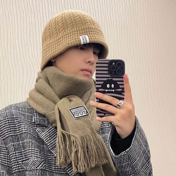 Naisten Winter Bucket Hat Lämmin Villa Neuloa Fisherman Cap Black