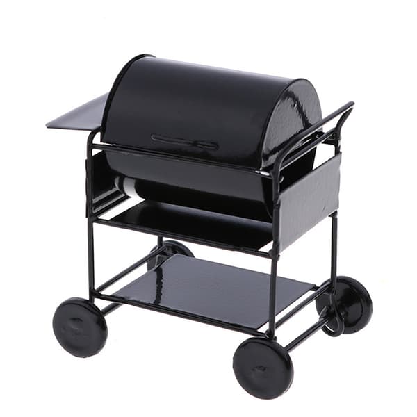 Dockhus Miniatyr Svart BBQ Grill Modell Köksleksak