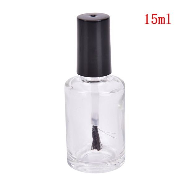 1 stk 5/10/15 ml tom neglelakkflaske i glass med børstespiker O Transparent 15 ml