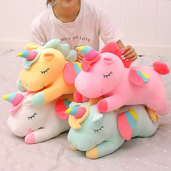 Kawaii Unicorn Plyschleksak Mjuka Mjuka Enhörningsdockor White