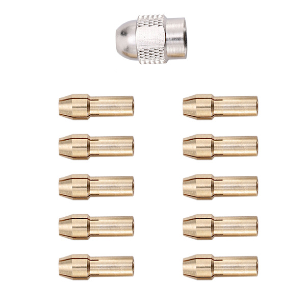 10/11 stk Mini borespenne chuck 0,5-3,2 mm diameter messing chucker silver +11pcs
