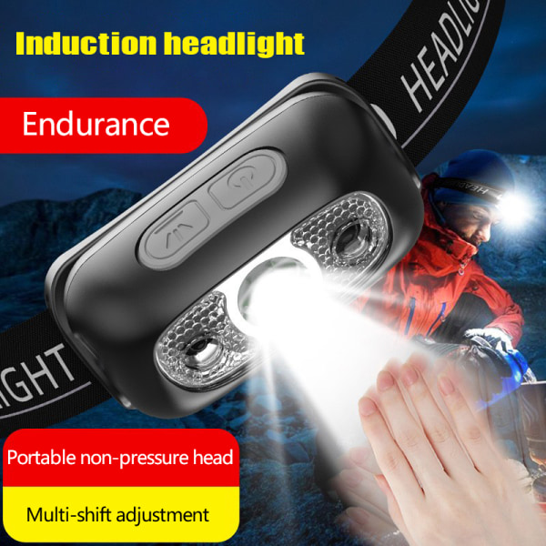 USB Headlight Bevegelsessensor Løpefiske Headlight black