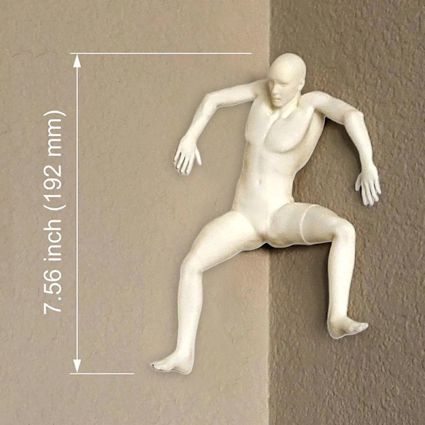 \"Pelästynyt\" Figuriini Kulma Seinäkoriste 3D Liimattava Kiipeilijä White