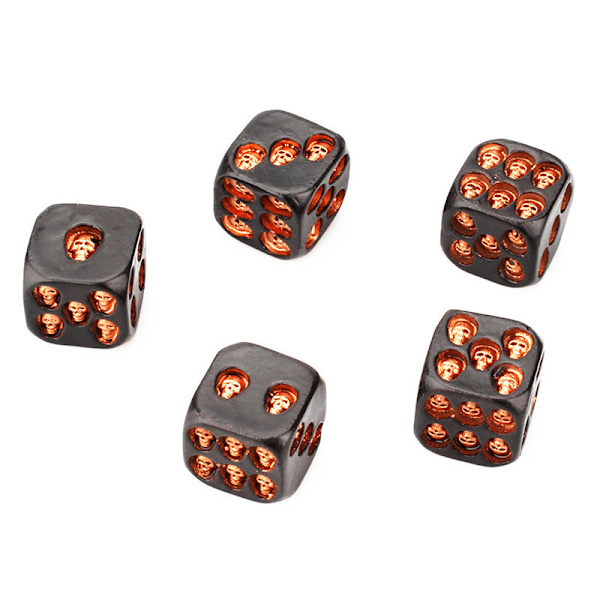 5 stk. Skelet Terninger  Nyhed Dekorativt Ornament 6 Sidet D6 Terning A3