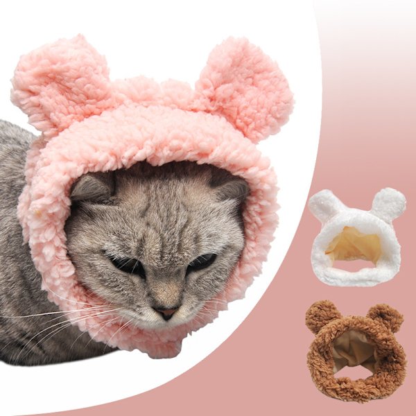 Funny Pet Cap Warm Bear Ears Hat Pandebånd Pet Hovedbeklædning Brown