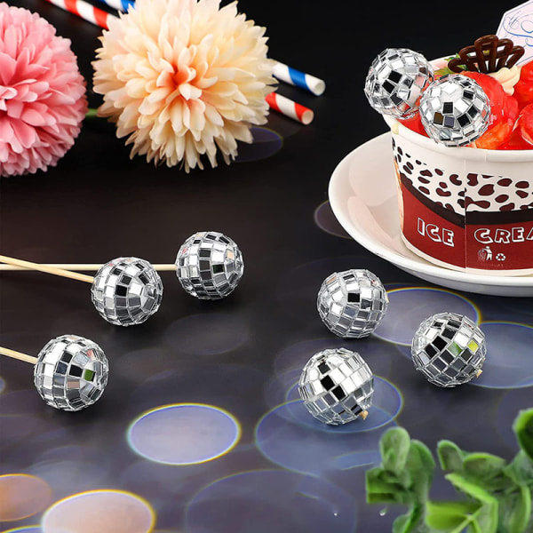 12 stk Disco Ball Cake Toppers Festrekvisita Silver