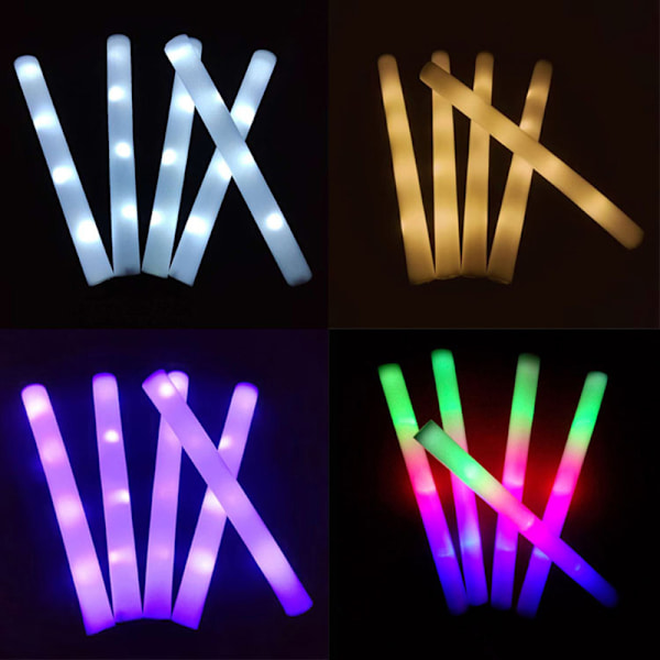 LED Glow Sticks Glow Foam Stick Cheer Tube Dark Light Party White