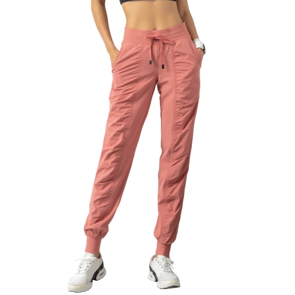 Sporty yoga fitness for kvinner, hurtigtørkende beskårne leggings Pink XL