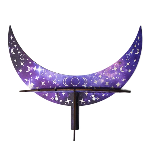 Tre Månehylle Halvmåne Crystal Display Hylle Lysestakestativ Purple