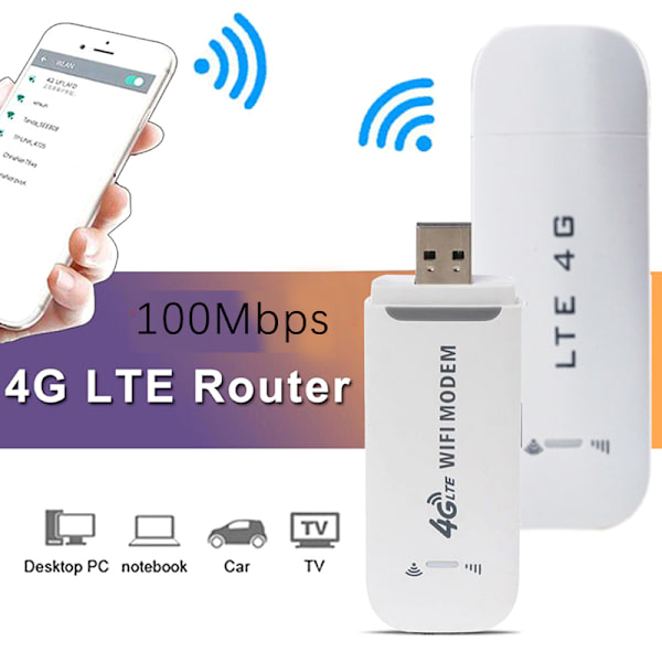 4G USB mobil trådløst bredbånd 100Mbps pluggbar sender White