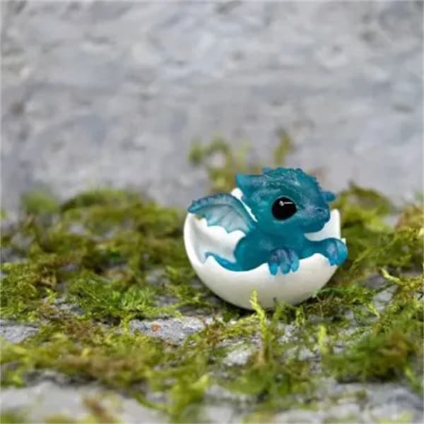 Nyfødt drage i egg 3D kunst drage statue liten miniatyr A4