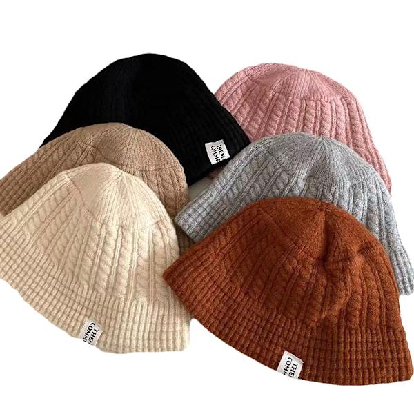Dame vinter bøtte lue varm ull strikket fisker cap Gray