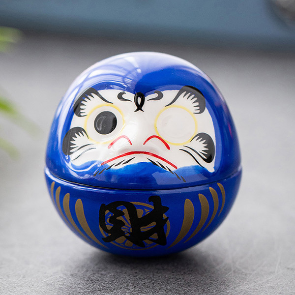 Keraaminen Daruma Crafts Lucky Fortune Ornament -maisemakoristelu Blue