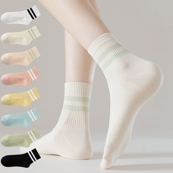 1 par kjemmet bomull Mote soild sokker fargerike stripe sokker Black