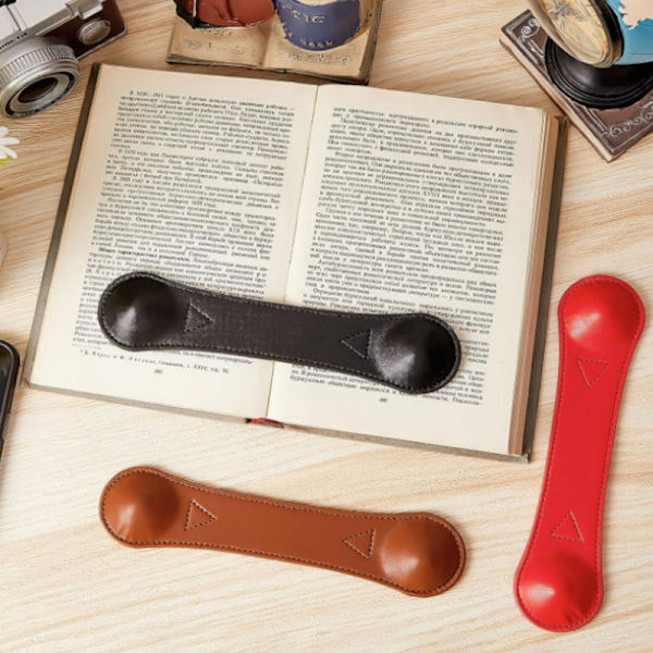 Vægtet bogmærke læderside vægt bogclipsholder Brown