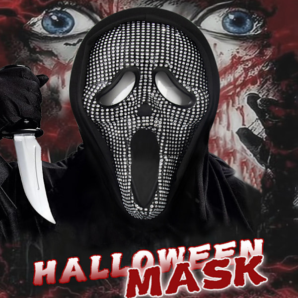 Halloween Maske Spøgelse Maske Horror Fuld Hoved Masque Black