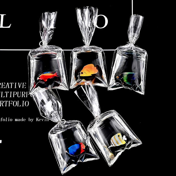 1 STK Resin Goldfish Charms Små fisk i vandpose vedhæng E
