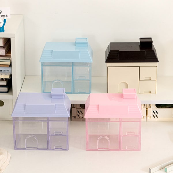 Läpinäkyvä Desktop Storage Box House kynäpidikkeen organizer Coffee