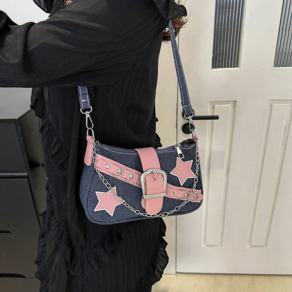 Dame håndtasker Stars Pattern Cool underarm taske Black