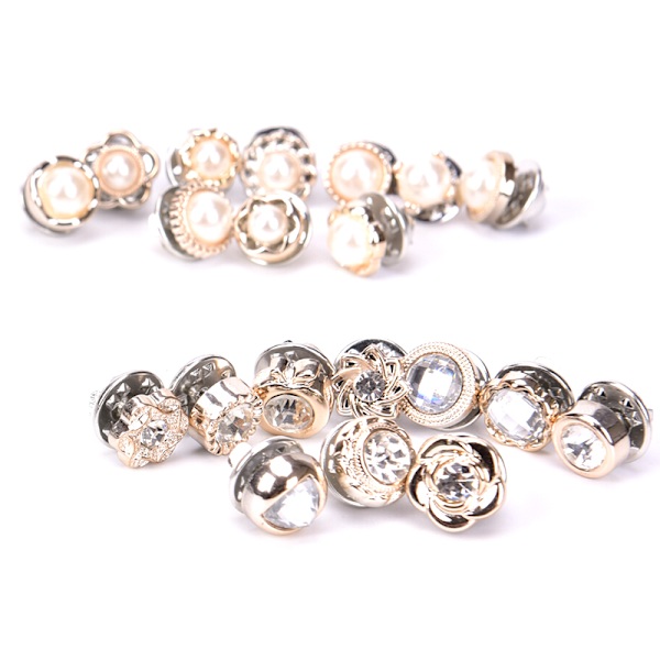 10 stk/sæt mini perleblomst krystalbrocheknapper black gold